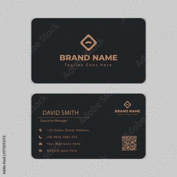 Obraz Modern and professional business card design with a clean layout and warm brown color palette