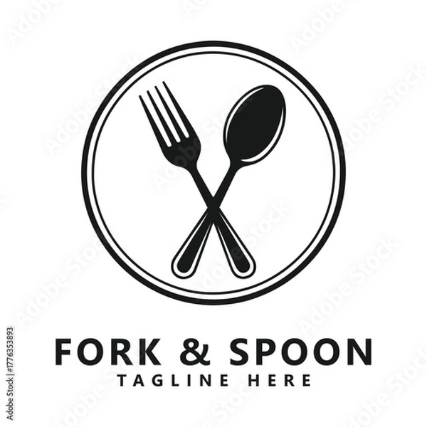 Fototapeta Fork spoon icon restaurant sign and symbol vector design
