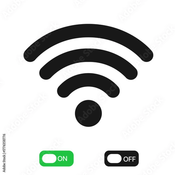 Fototapeta Wifi signal icon with on and off toggle buttons symbolizing wireless internet connection and network status