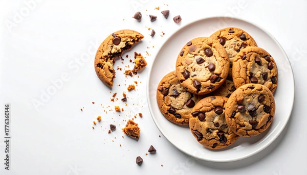 Obraz chocolate chip cookies in white ceramic  