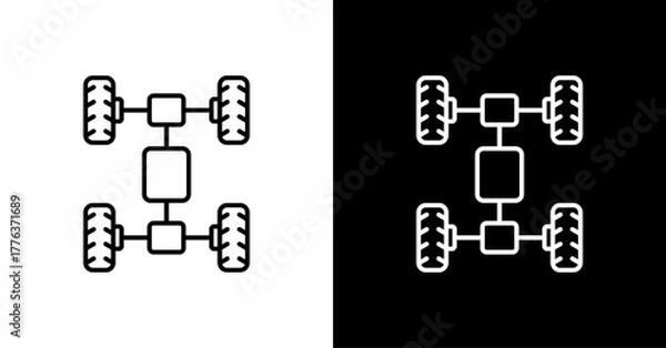 Obraz Car Axle  White Icon Set Design