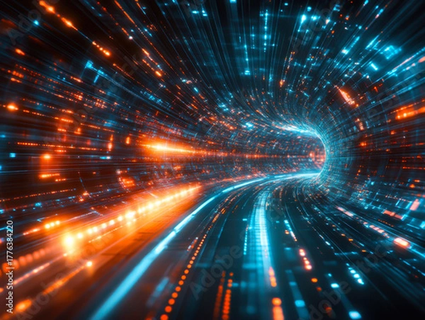 Fototapeta concept with abstract high speed technology POV motion blur