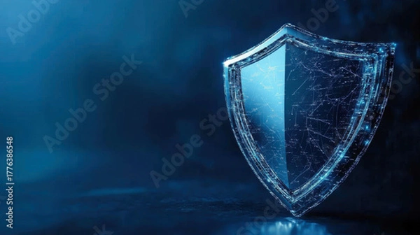 Fototapeta digital shield symbolizing cybersecurity and protection against online threats on a blue background