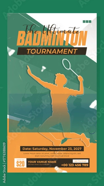 Obraz Learn tennis with professional coaching for all skill levels.
Tennis classes advertisement with a smiling male coach holding a racket and ball.