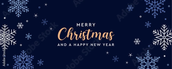 Fototapeta merry christmas greeting card with snowflake and stars vector illustraion