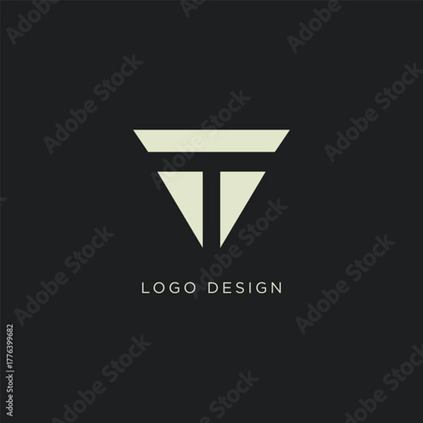 Fototapeta Elegant and modern geometric T letter logo template design. Logo for business, business card or identity and company.