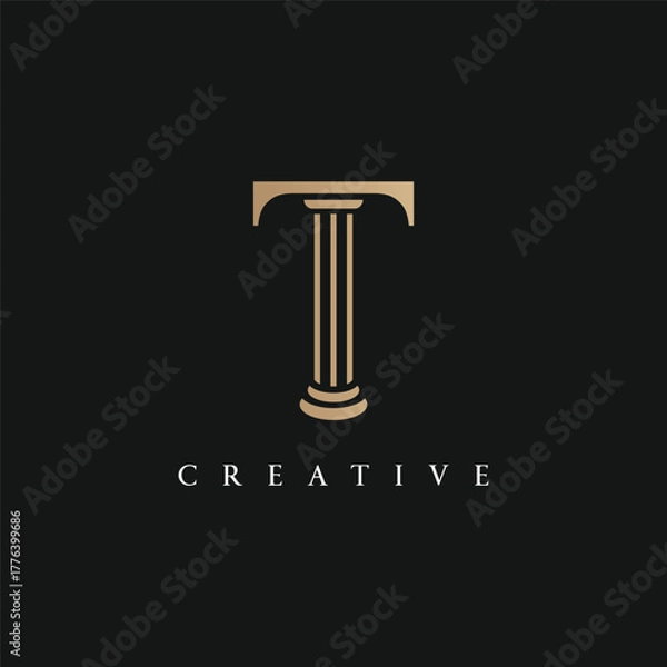 Fototapeta Elegant and modern geometric T letter logo template design. Logo for business, business card or identity and company.