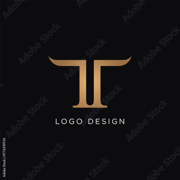 Fototapeta Elegant and modern geometric T letter logo template design. Logo for business, business card or identity and company.