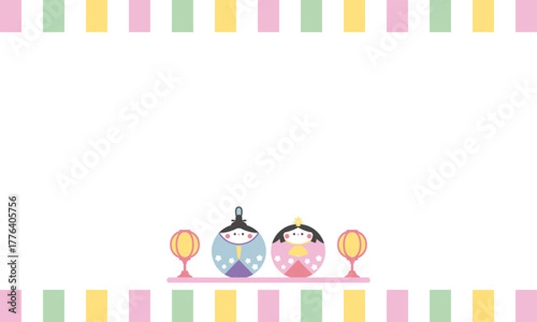 Obraz まるくてかわいいひな人形のひなまつりフレーム