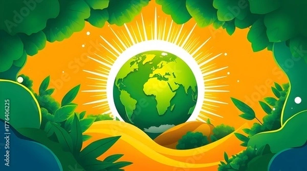 Fototapeta Illuminated Earth Surrounded by Darkness, Symbolizing Hope, Life, and Environmental Awareness, Green Ecology Concept Highlighting Sustainability, Climate Change, and the Urgent Need for Global.