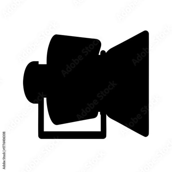 Obraz Black silhouette of an adjustable stage light on a white background