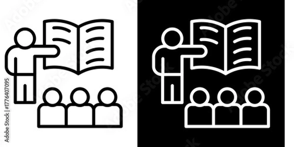 Fototapeta Training Module Icon Set White Style Collection
