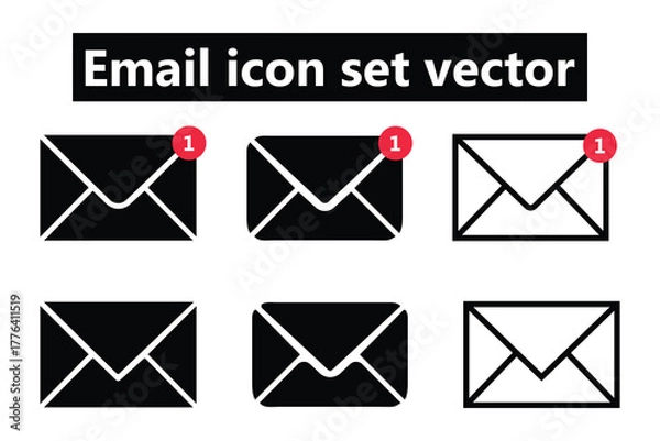 Fototapeta Email icon set black, Vector email icon design , Email icon template, mail icon black vector