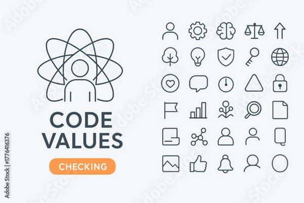 Fototapeta Icons of Values and Actions – Modern Flat Vector Set