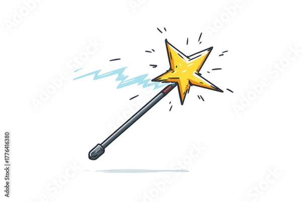 Obraz Magic wand with star illustration for new year wish and sparkle.
