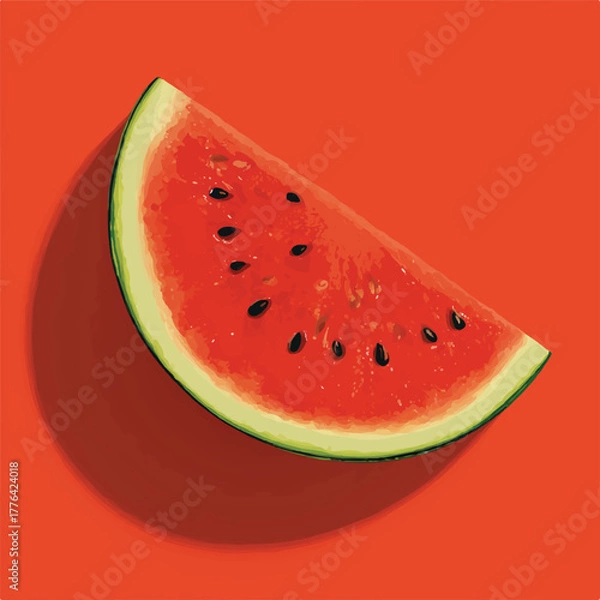 Fototapeta Vibrant watermelon slice on a summer day showcasing refreshing sweetness and juicy texture against a warm background suitable for healthy lifestyle themes