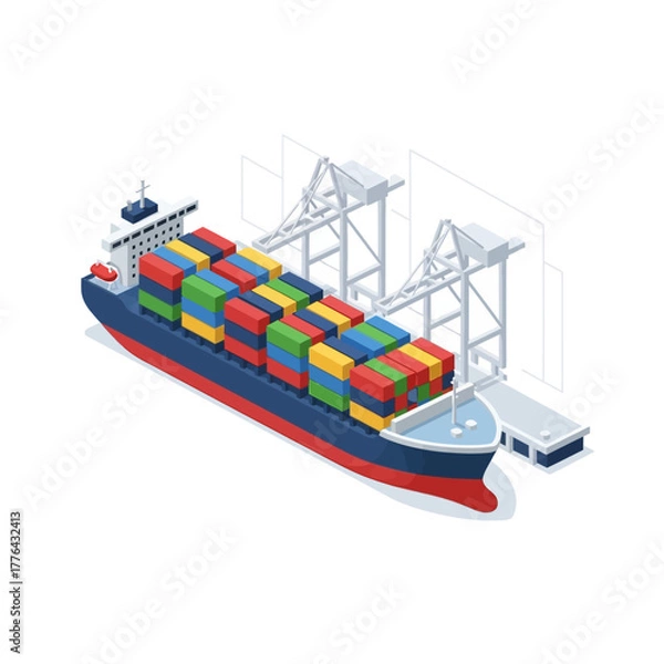Obraz Global Freight Transportation Vessel Loaded with Colorful Boxes