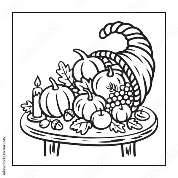 Obraz Cozy Season bold and easy coloring pages, with Thanksgiving, Christmas, winter, and autumn designs for adults, teens, and kids.