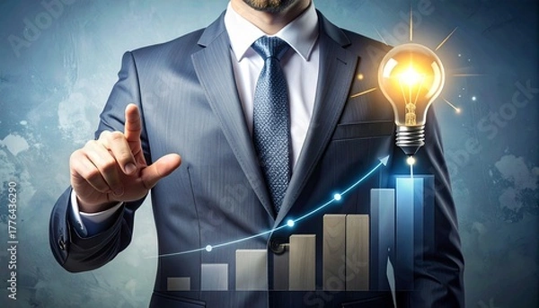 Obraz Achieve business goals with a stunning new idea, growth, strategy, and innovation with this modern concept for your next project or campaign