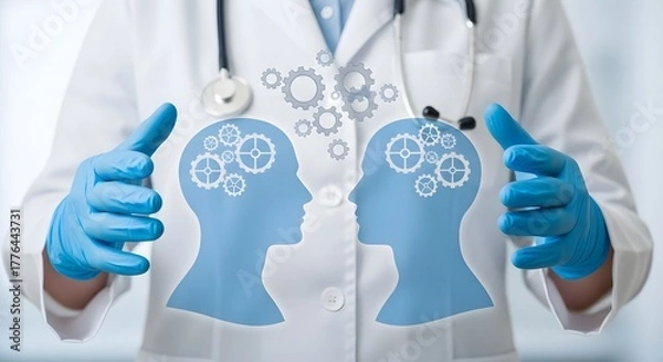 Obraz World Brain Day Brain Function and Mental Health Concepts Using Digital Human Head Diagrams in Clinical Environment