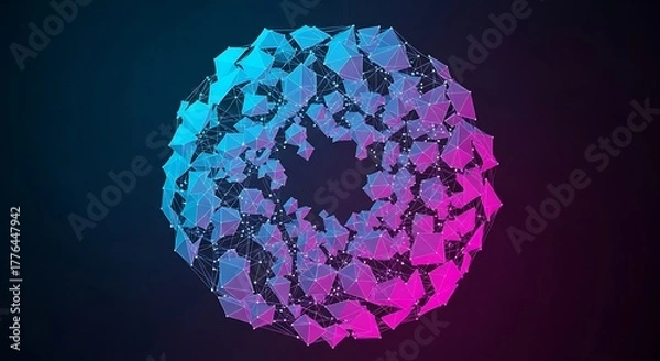 Fototapeta Abstract geometric sphere made of polygons and dots