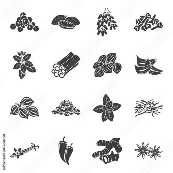 Fototapeta Spices simple icons set