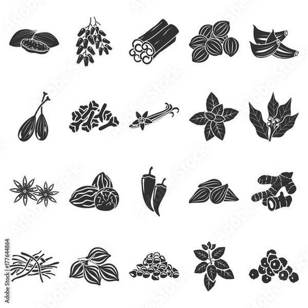 Fototapeta Spices simple icons set