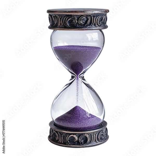 Fototapeta Elegant purple hourglass on a transparent background on transparent background