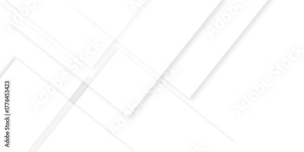 Fototapeta Abstract white background design with layers of textured white transparent material in triangle and squares shapes. White color technology concept geometric line vector white light grey background.	
