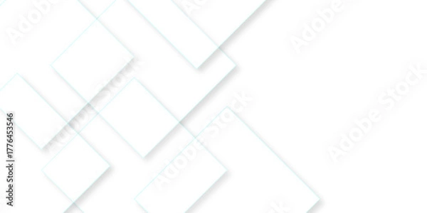 Fototapeta Abstract white background design with layers of textured white transparent material in triangle and squares shapes. White color technology concept geometric line vector white light grey background.	
