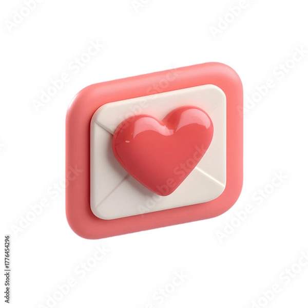 Fototapeta 3d heart button icon symbolizing social love and connection.