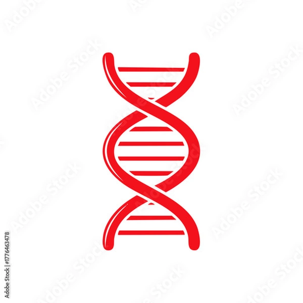 Obraz Vibrant red DNA double helix icon representing genetics science and life code