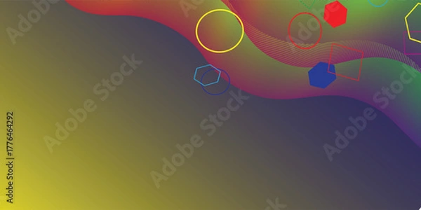 Obraz Abstract wavy background with stacked squares, circles, and hexagons. Vector design template for Brochures, Magazines, Posters, Presentations, and Portfolios.