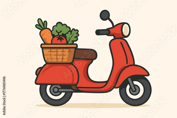 Obraz motorcycle vector with red color and vegetables