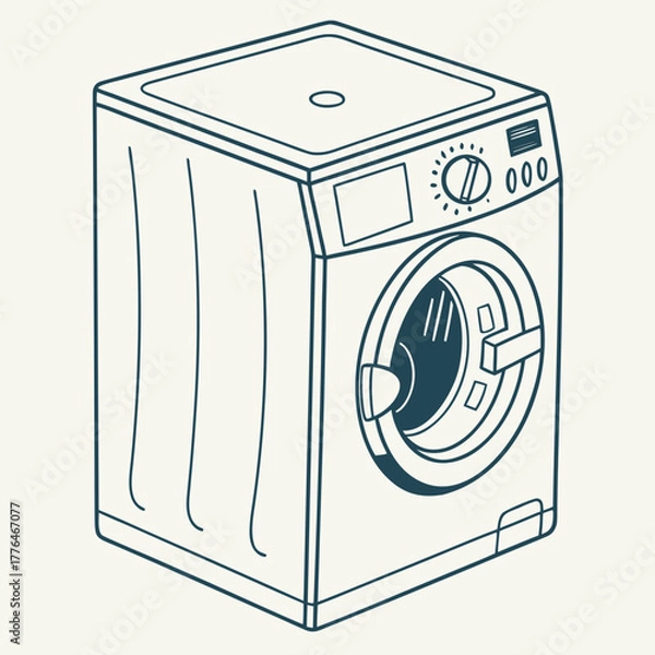Obraz Illustration of a front loading washing machine appliance