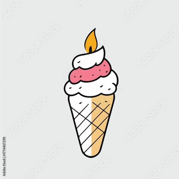 Fototapeta a candle shaped like an ice cream cone