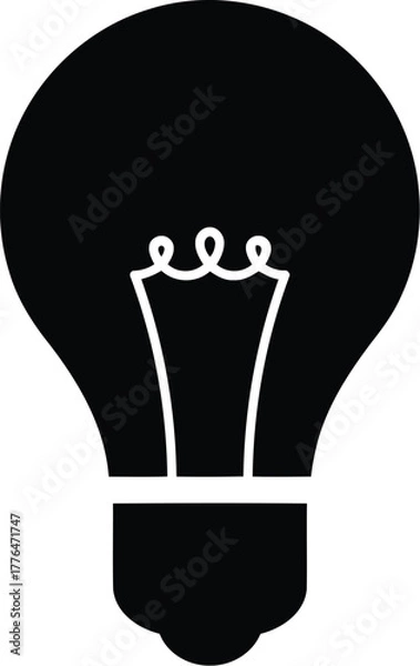 Obraz Black light bulb icon idea innovation solution
