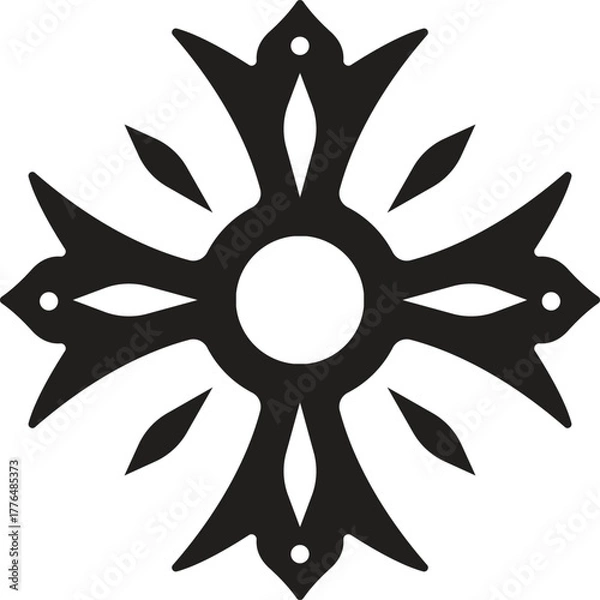Fototapeta Ornamental Cross Vector – Decorative Symmetrical Symbol Design , Perfect for gothic, vintage, or spiritual themes
