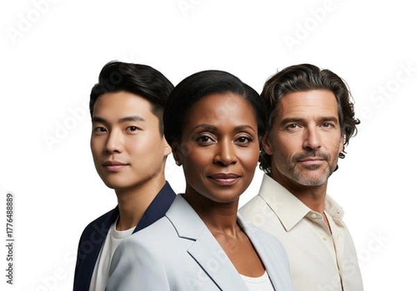 Obraz Professional Group Portrait of Diverse Team on White Background