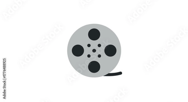 Fototapeta Minimalist film reel icon with flat design on white background