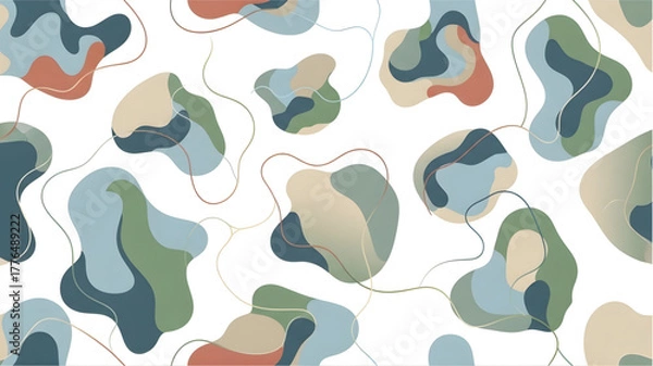 Fototapeta Seamless Abstract Pattern with Earth Tones and Organic Shapes