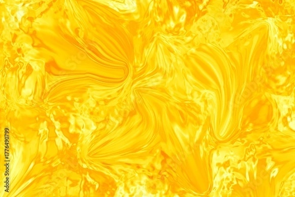 Fototapeta Abstract digital flowing swirling yellow color fluid background, liquid golden pattern illustration wallpaper