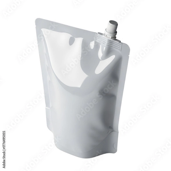 Fototapeta Blank white stand up pouch with spout for product packaging and branding illustration