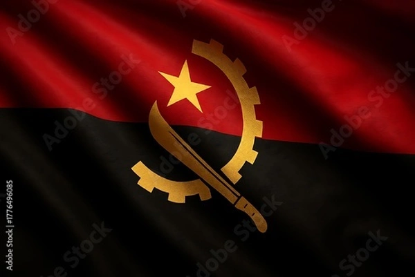 Fototapeta Angola flag waving fabric close up patriotic symbol