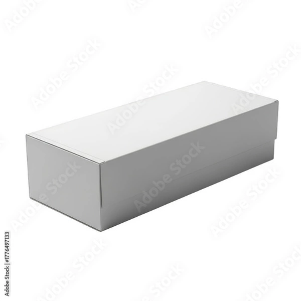 Fototapeta Simple white rectangular box isolated on a plain background for design and packaging illustration