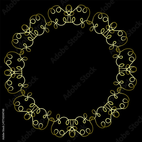 Obraz 
Yellow and white frame, hand drawn in line style, on a black background