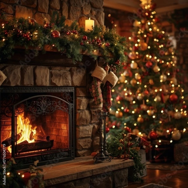Obraz Christmas Fireplace
