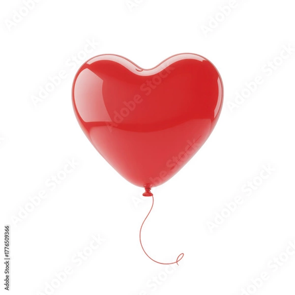 Obraz 3d red heart balloon isolated on transparent background