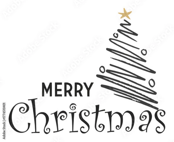Obraz merry christmas tree with letter text design illustration vector png 