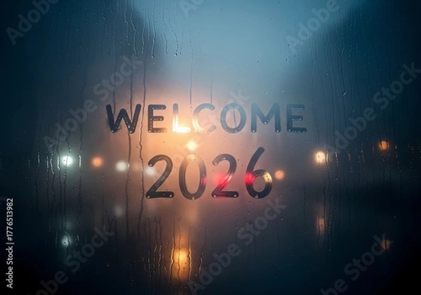 Obraz Welcome 2026 Rainy Window